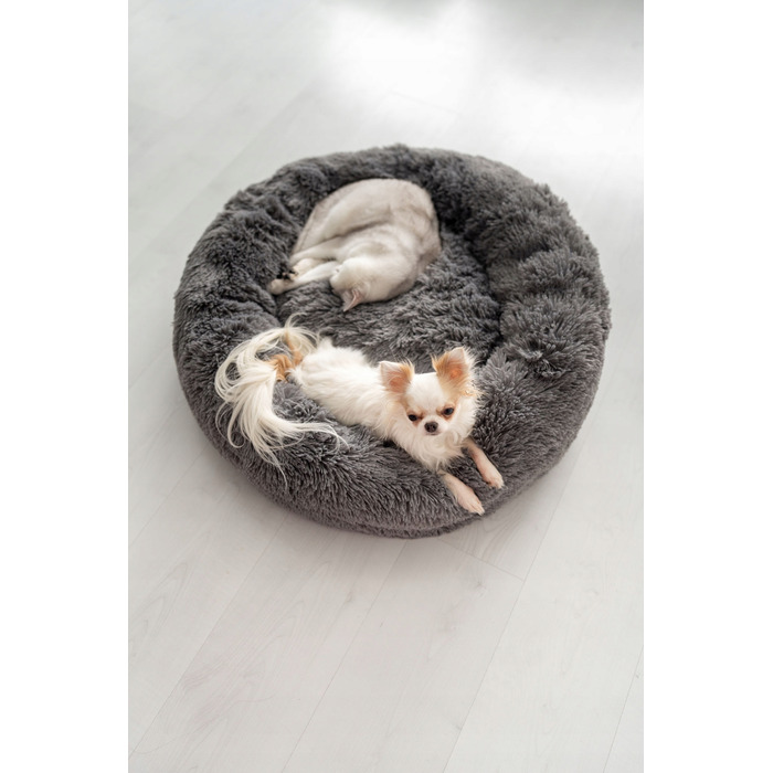 М'яке плюшеве ліжко для собак, сіре, 65 x 65 см