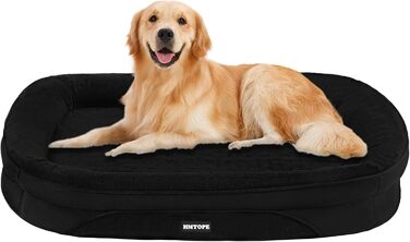 Ортопедичне ліжко для собак, диван-лежанка з валиком для шиї, кошик для собак з неслизьким дном, знімний та пральний, середні та великі породи, 106 x 79 x 17 см, оливковий колір