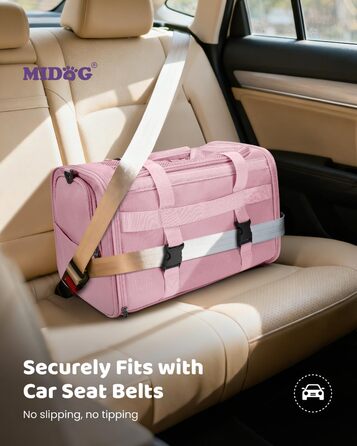 MIDOG Сумка-переноска для котів та маленьких собак, м'яка, TSA-сертифікована, для подорожей літаком, під сидіння, з розширеним простором, надійні застібки, оливковий/листяний колір