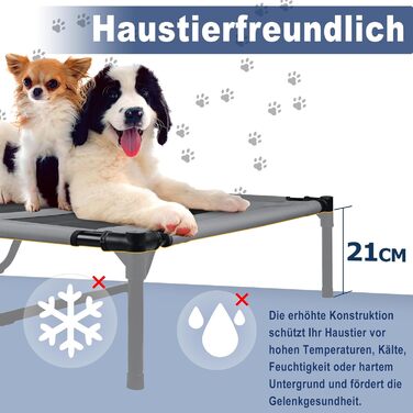 Підстилка для тварин з балдахіном, піднята лежанка для собак, лежанка для собак з металевим каркасом, лежанка для собак з тканини, дихаюча, лежанка для котів, для використання в приміщенні та на вулиці - 76 x 61 x 76 см (122 x 92 x 102 см)