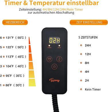 Електричний килимок для котів та собак Toozey, 45x40 см, регулювання часу та температури, безпечний, теплий, сірий