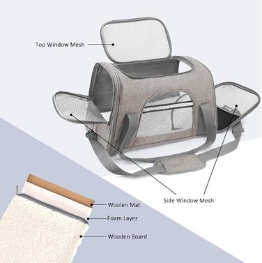 Транспортна сумка для котів та собак SHJOEE, розширювана, складна, 43x28x25 см, сіра