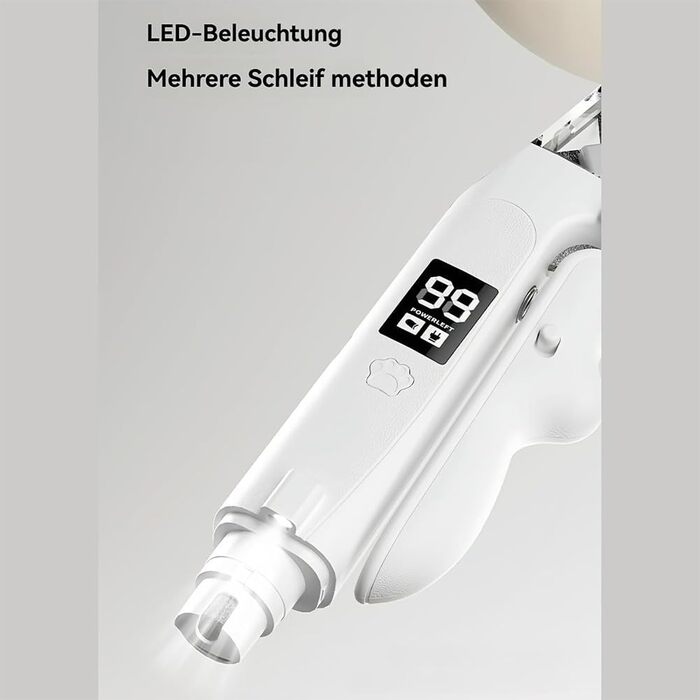 LED-криміна для догляду за кігтями собак та котів 2-в-1 – безпечна та тиха, з датчиком, світлом та захистом від бризок