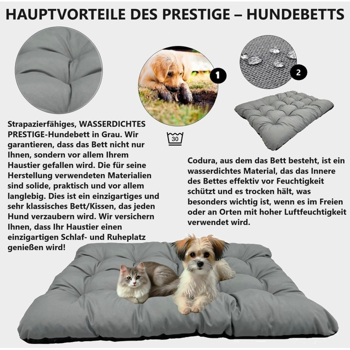 Килимок для собак KING DOG M 80x60 см, водовідштовхуючий, для великих та середніх собак, сірий, 10 см, кулер, комфортний, легко миється