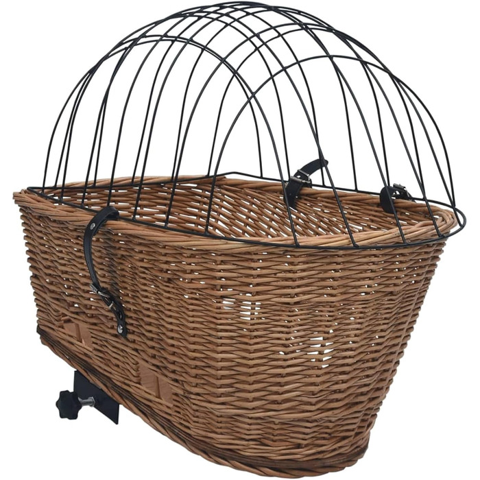 Вінтажний кошик для велосипеда з лози для тварин, 55x31x36 см, міцний та простий у встановленні