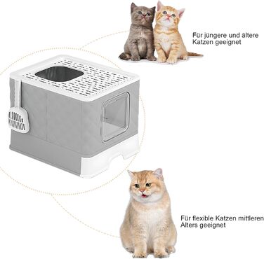 Великий закритий туалет для котів XXXL з лопаткою та кришкою