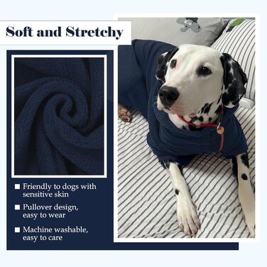 Теплий флісовий худі з капюшоном для великих собак Nanaki з отвором для повідка, блакитний, для хлопчиків та дівчаток, м'який, еластичний, для Бігль, розмір L (Обхват грудей: 58 см)