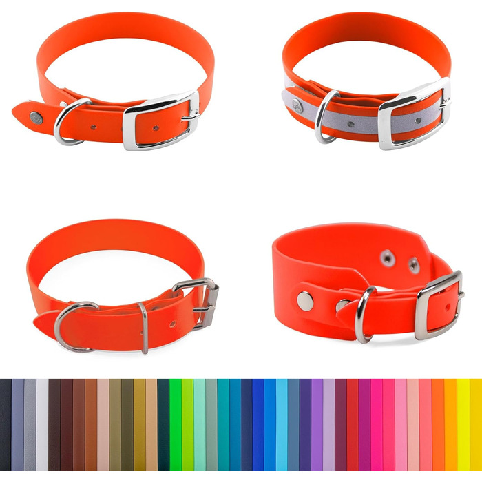 Ленні нашийник для собак Biothane 25 мм, світловідбиваючий, з подвійною пряжкою, водо- та брудовідштовхуючий