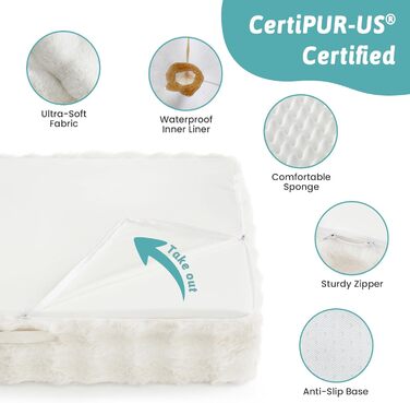 Ортопедичне ліжко для собак XL з штучного хутра, U-подібне, великі породи, водонепроникний чохол, антиковзаюче, м'яке, тепле, для прання