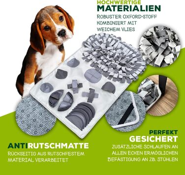 Килимок-іграшка для собак та котів LUCON з 11 елементами, міцний, інтелектуальна іграшка XXL 100x60 см, ідеальний подарунок (сірий)