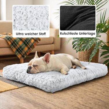 М'яке ортопедичне ліжко для собак Homaxy, великих порід, 120x74x10 см, біле. Зручна, з антиковзним покриттям, легко миється.