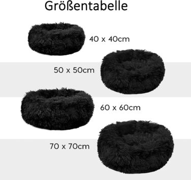 Кругле лежанка для собак середнього розміру Donut Fluffy 70см - м'яке, зручне ліжко для собак та котів, чорний кошик