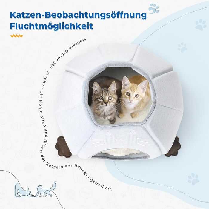 Кігтеточка-будиночок для котів, блакитна, розмір M, 40x40x35 см. Зручне ліжко з Sherpa подушкою, ідеально для дому.