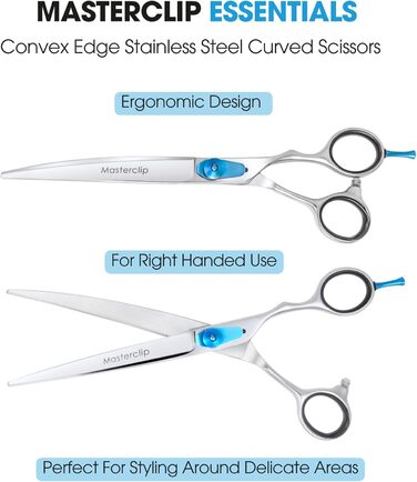 Професійна вигнута ножиця Masterclip Essentials для перукарів (19,1 см), нержавіюча сталь, для правшів
