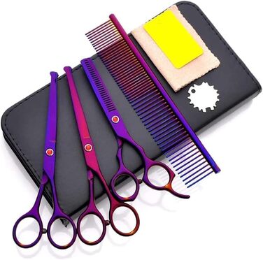 Професійна ножиця для собак, вигнута ножиця для стрижки шерсті, набір ножиць з нержавіючої сталі, для догляду за шерстю тварин (фіолетовий)