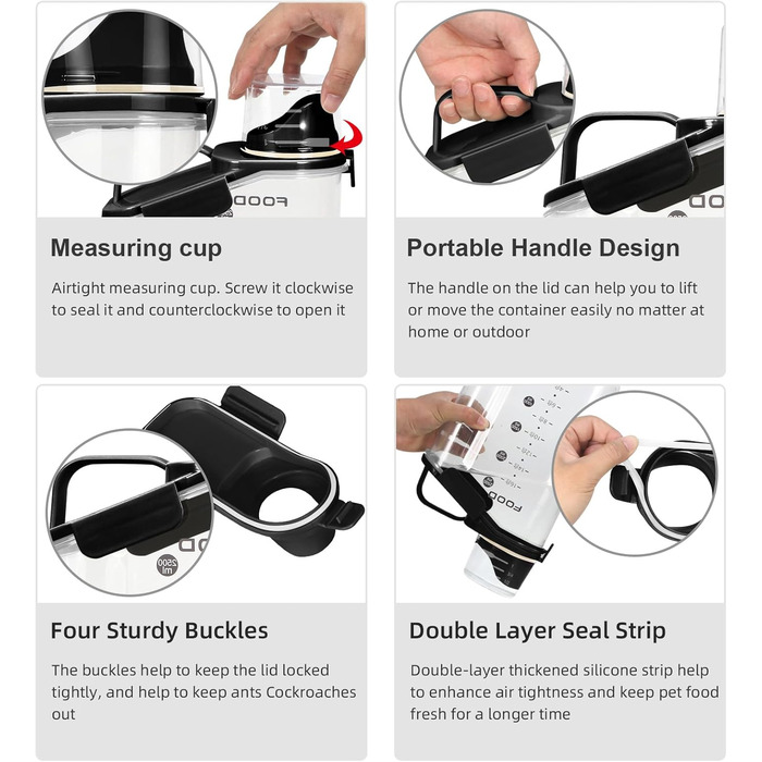 Контейнер для корму для собак, 3L/5L, BPA-free, з мірним стаканчиком та зручним ручним дозатором, зелений (Schwarzes Pet)