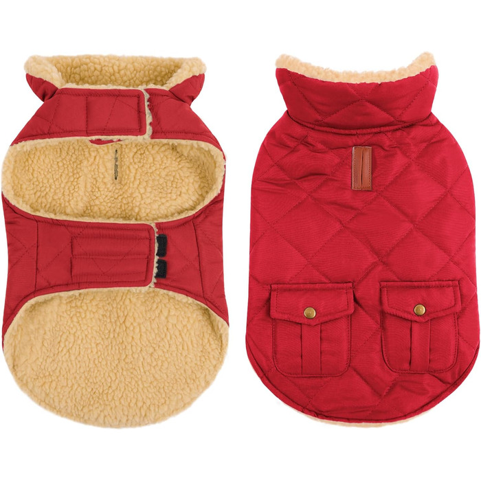 Зимовий теплий одяг для собак: куртка з флісу, підходить для чихуахуа, такс, червона, розмір S