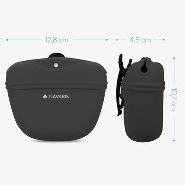 Набір з 2 силіконових мішечків для корму Navaris - 2 шт. з кліпсою та магнітом - для ласощів, сухого та вологого корму (сірий & зелений)