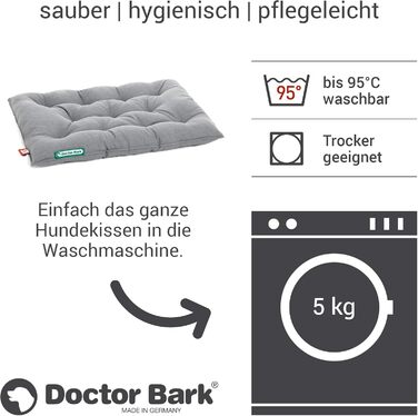 Ортопедичне собаче ліжко Doctor Bark Urban - для середніх собак, 70x50 см, сірий колір, Made in Germany. Можна прати до 95°C, міцне, для дому та вулиці.