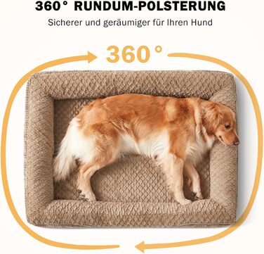 Ортопедичне ліжко для собак FURTIME, середнього та великого розміру, з піною з пам'яті, знімний та миючий кошик для собак, антиковзаючі ліжечка для собак, диван для собак з високим бортиком, 89 x 64 x 18 см (XL(107x81x19cm), Колір: Коричневий)