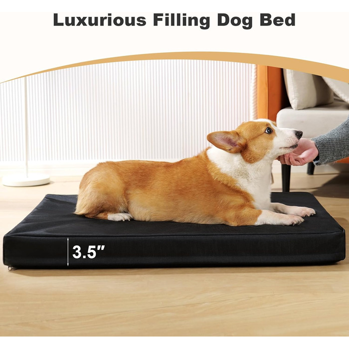 Ортопедичне ліжко для собак та котів, вологостійке, з memory foam, знімний чохол, квадратне