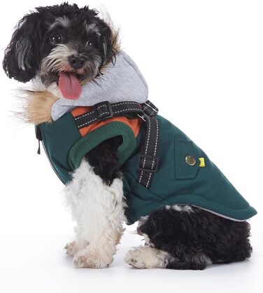 Теплий зимовий одяг для собак: водонепроникна куртка-худі для маленьких та середніх собак з світловідбиваючим дзеркалом (зелений, S)