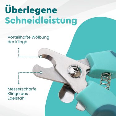 Ножиці для стрижки кігтів собак та котів COARO з захистом від травм - з фіксатором та професійною пилочкою, нержавіюча сталь