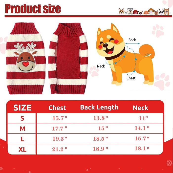 Пуловер для собак на Різдво: теплий в'язаний пуловер з візерунком оленя для собак та цуценят. Ідеальний костюм для святкування Різдва та подарунок для вашого улюбленця