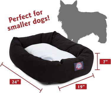 Зручне кругле лежак для собак Majestic Pet з Sherpa, бавовни та поліестеру, чорний, 61 x 46 x 18 см, розмір S, для комфортного сну та відпочинку
