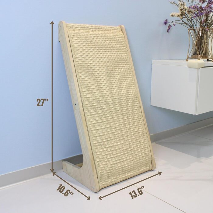 Кігтеточка Pawzentic L-подібної форми для котів, з підставкою, знімною килимком з сизалю, захист меблів, для великих котів