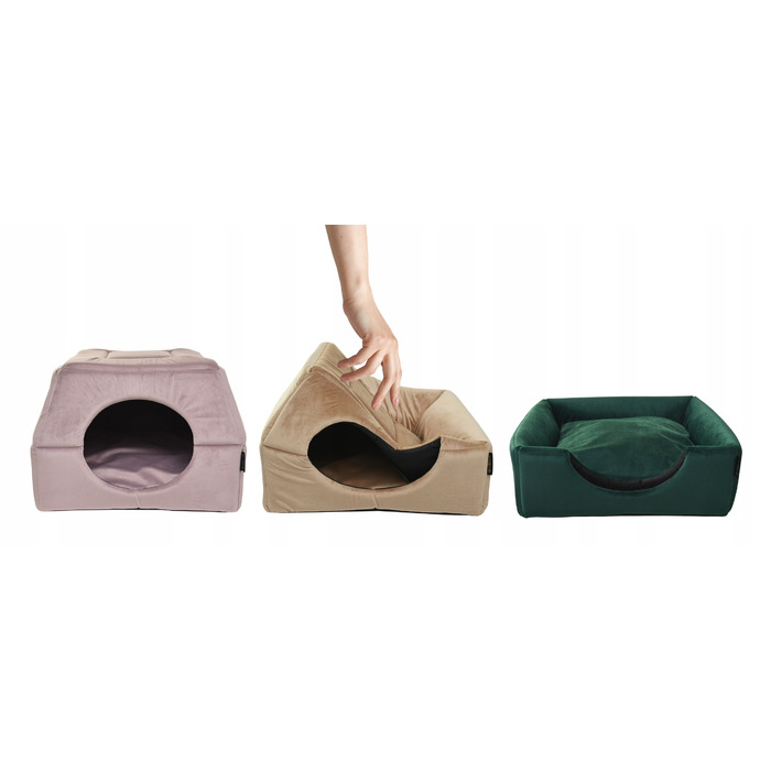 Ліжко-будиночок 2в1 для собак та котів, 48x48 см, антиковзальна підстилка