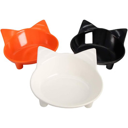 Набори мисок для котів SLSON 3 шт., 237 мл, плоскі миски для води та корму з неслизьким гумовим дном, чорно-білі та помаранчеві