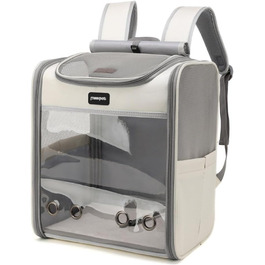 Рюкзак для тварин: переноска для собак та котів до 10 кг, дихаюча, складна, з прозорим вікном. Переноска-рюкзак для тварин, рюкзак для собак, рюкзак для котів, портативна сумка для подорожей, сірий колір