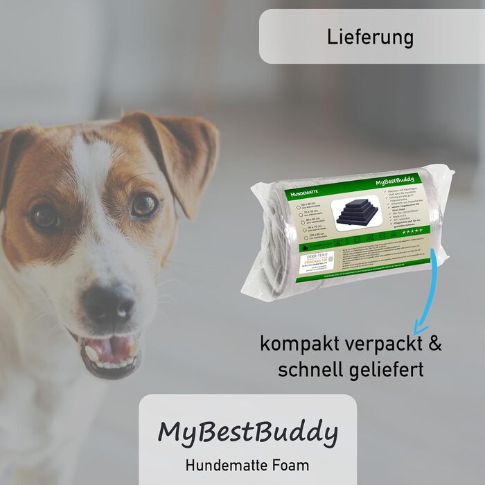 MyBestBuddy ортопедична подушка для собак, преміум, 8 см пінний наповнювач, сіра, 80x60 см, знімний тканинний чохол, прати при 40°C, гіпоалергенна, лежак для середніх собак