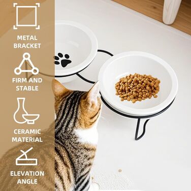 Миска для кота з автопоїльником, керамічна миска з металевим підставкою, миска для води та корму для котів, кошенят, собак, придатна для миття в посудомийній машині