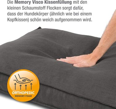 JAMAXX Преміум ортопедичне ліжко для собак з memory foam, водовідштовхувальний та знімний льняний чохол, м'яка в'язкоеластична подушка, розмір S 65x50 см