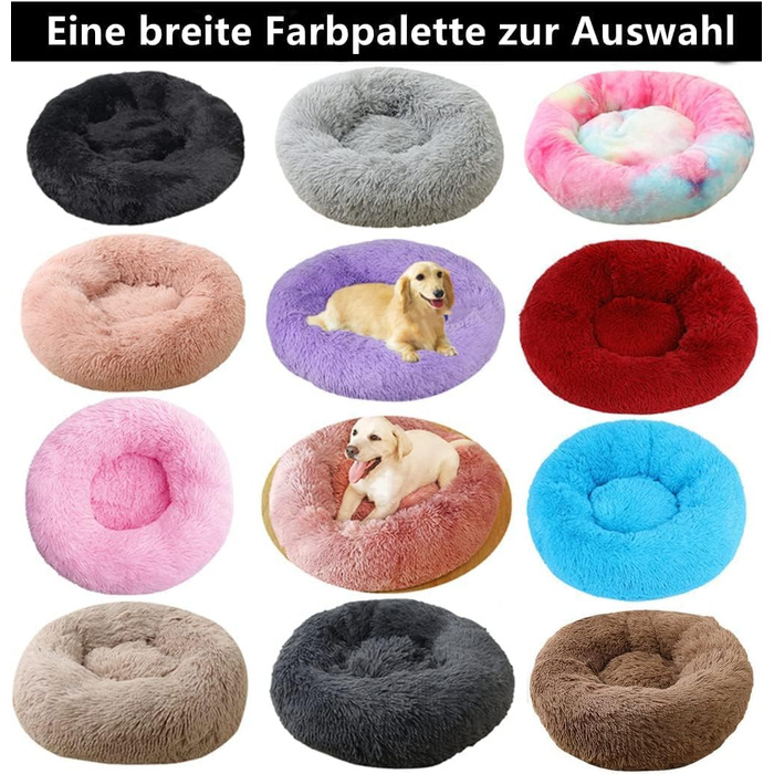 Ортопедична подушка для собак середніх порід, плюшеве ліжко для собак та котів, кругла м'яка подушка-гніздо, ліжко для собак, ліжко для котів (фіолетовий, 110x110x20 см)
