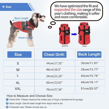 Зимовий одяг для собак, теплий нашийник, одяг для цуценят, куртка для собак, світловідбиваючий нашийник для маленьких та середніх собак, блакитний (M, червоний)