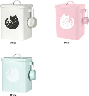 Металевий контейнер для корму для собак та котів з мірним стаканчиком, ложкою та іграшкою мишка, милий контейнер для зберігання корму (#3)