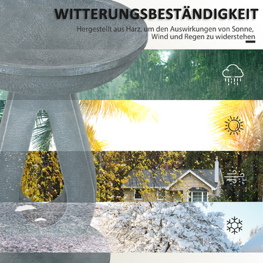 Outsunny Bird Bath Ванна для птахів з підставкою в кам'яному вигляді, годівниця для птахів, ванна для диких птахів для саду та балкона, сіра, 51см| Аосом