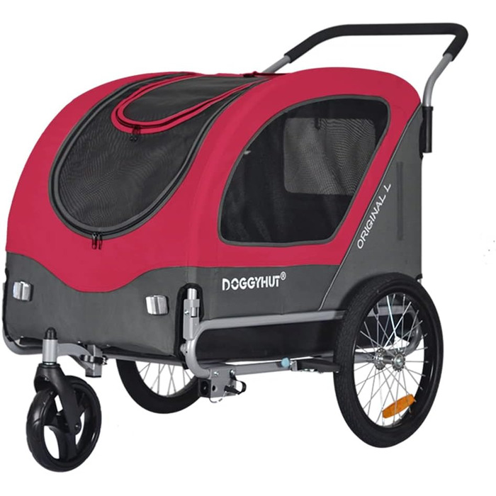 Фарханденер Doggyhut Tiggo 80405: Причіп для собак до 35 кг, 2 в 1 (причіп та візок), червоний