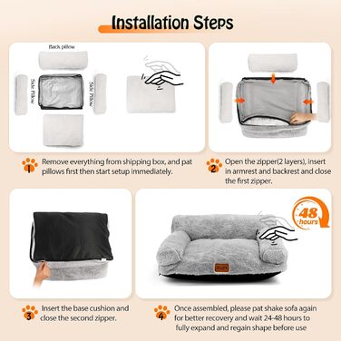 М'яке ліжко-диванчик для котів та собак Nobleza, 60x45x30 см, сірий колір