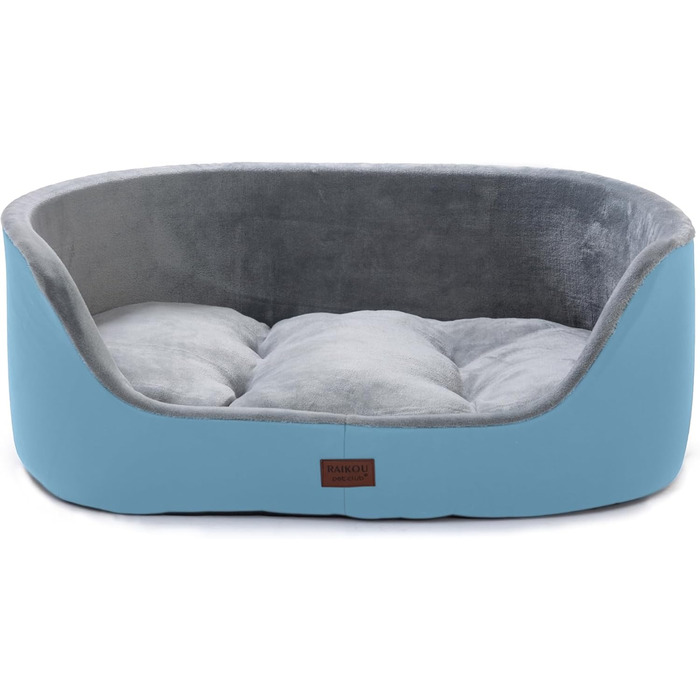 Кругле ліжко для собак середнього розміру Raikou, м'яке та зручне, з антиковзким покриттям (75x54x27 см, блакитне)