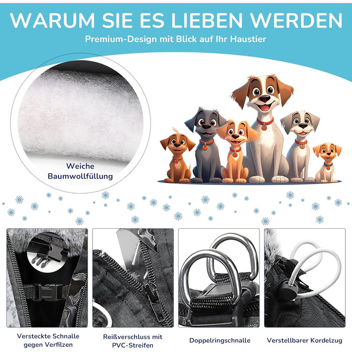 Водонепроникний теплий зимовий одяг для собак ALLSOPETS: куртка з відбиваючими смугами, тепла жилетка для холодної погоди (білий, 5XL)