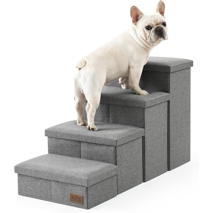 Сходинки для собак маленьких порід зі зберіганням, широкі, складані для ліжка та дивану, з неслизьким покриттям, вологостійкі (сірий, 43x97x56см, 4)