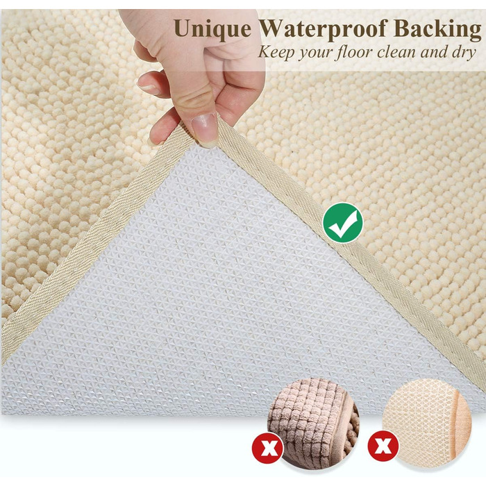 Килимок для котячого туалету VIVAGLORY, 80x50 см, бежевий. Захист від розсипання котячого туалету, машинне прання, неслизька та водонепроникна основа.