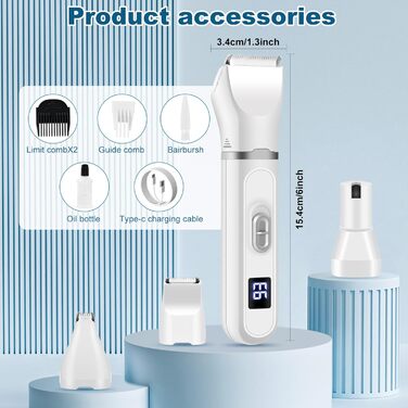 Набір для догляду за собаками та кішками 4-в-1: машинка для стрижки, триммер, точилка для кігтів, догляд за шерстю