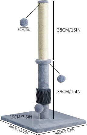 Когтеточка для котів MC0202, 80 см, інтерактивна іграшка з 2 стовпами, 1 пружинним м’ячем, масажером, сизалевою стійкою і килимовим покриттям