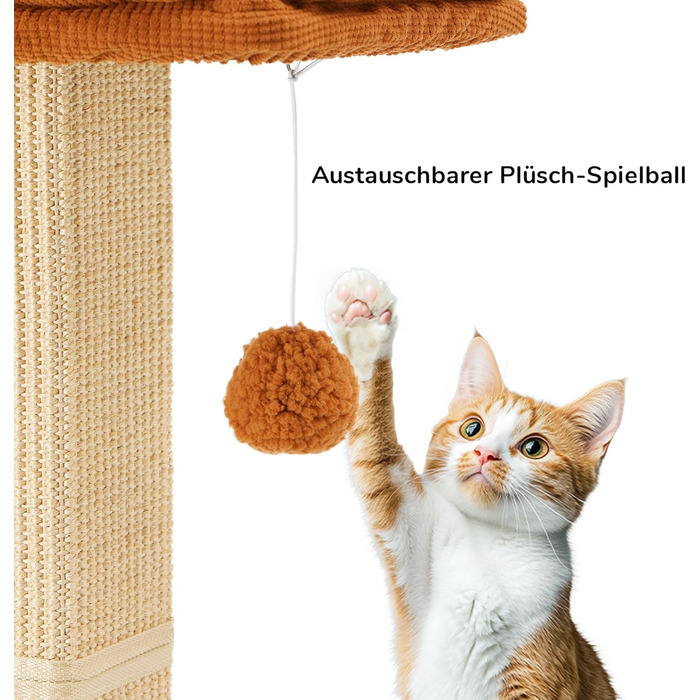 Високий котячий будиночок FUKUMARU з платформою 46x36 см, з натурального сизалю та масивного дерева. XL