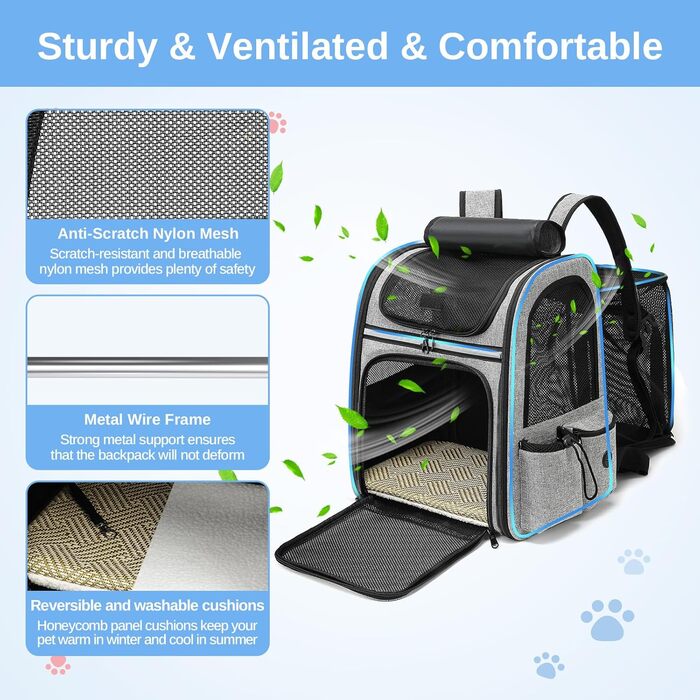 Рюкзак для кота/собаки Dogat: зручний та дихаючий рюкзак-переноска для подорожей, сірий